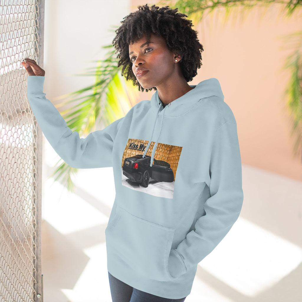 Kiss My  License plate Hoodie — Graphic Black Car Music Lover Pullover