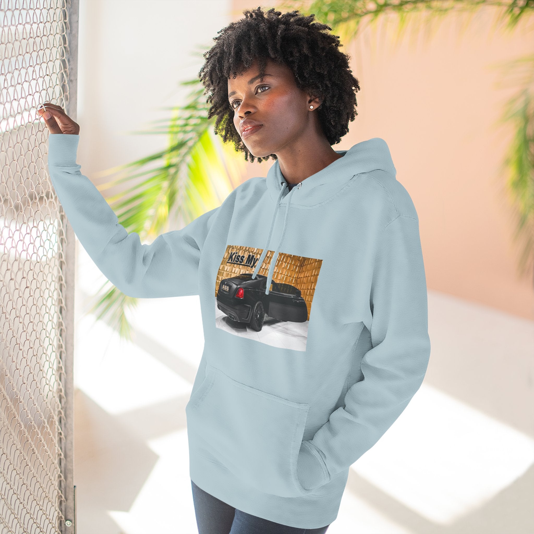 Kiss My  License plate Hoodie — Graphic Black Car Music Lover Pullover