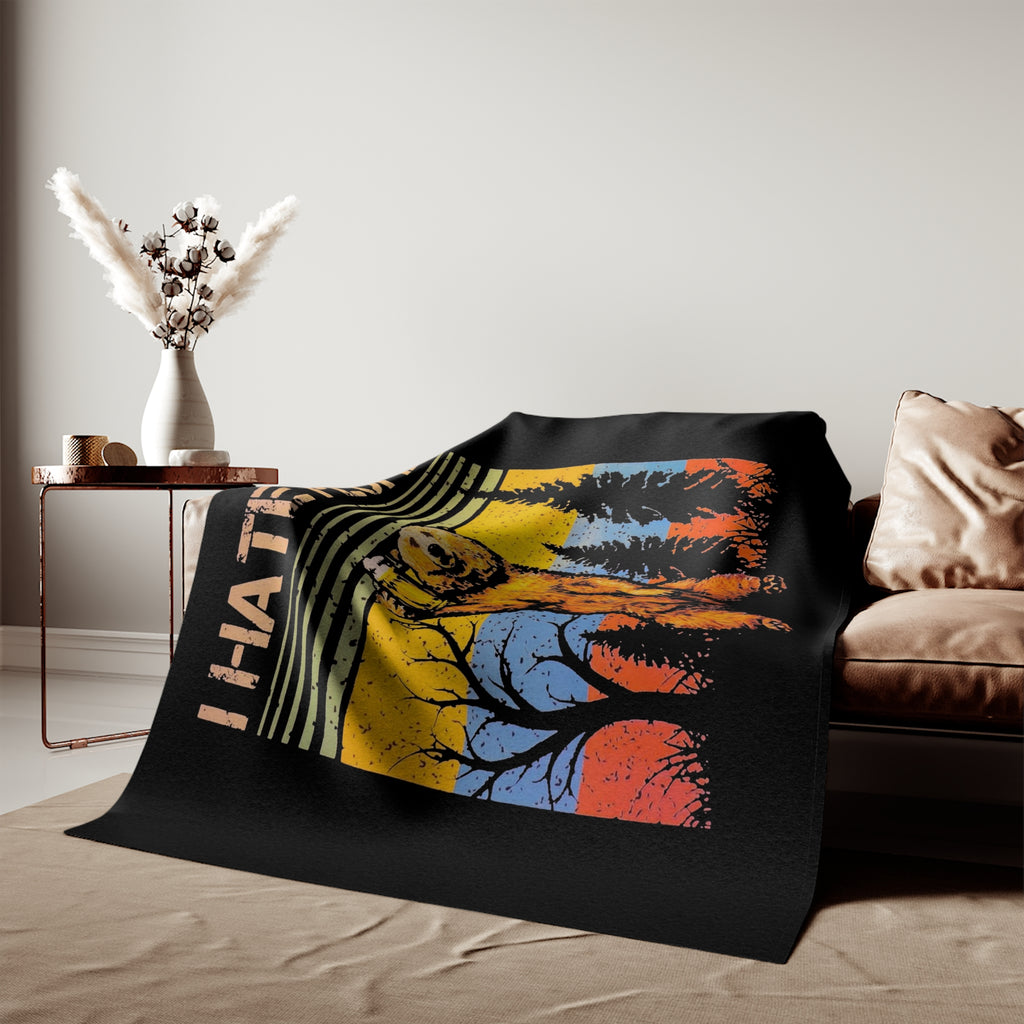 I Hate People Bear Sweatshirt Blanket — Retro Nature Throw for Introverts