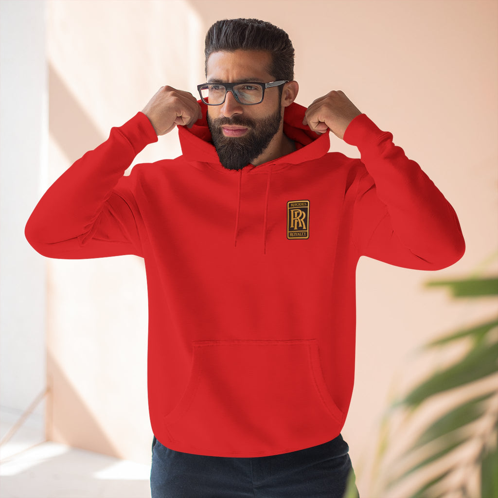 Rhodes Royalty RR Patch Hoodie — Three-Panel Fleece Hooded Sweatshirt