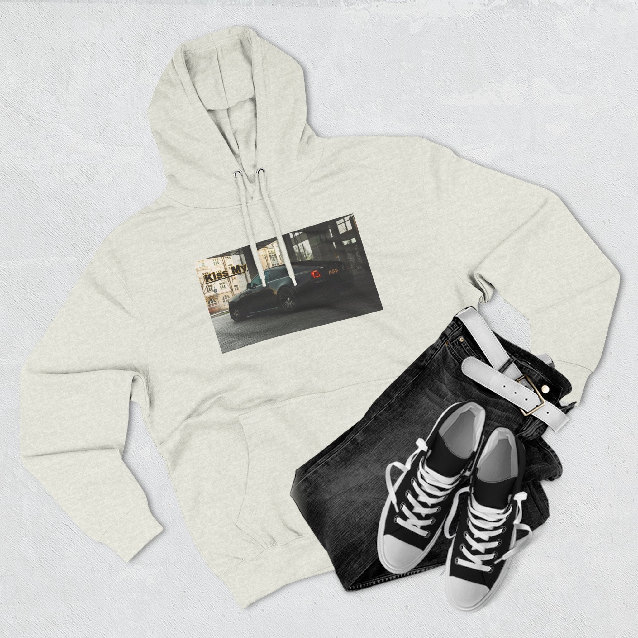KISS MY license plate Photo Hoodie — Vintage Streetwear Pullover
