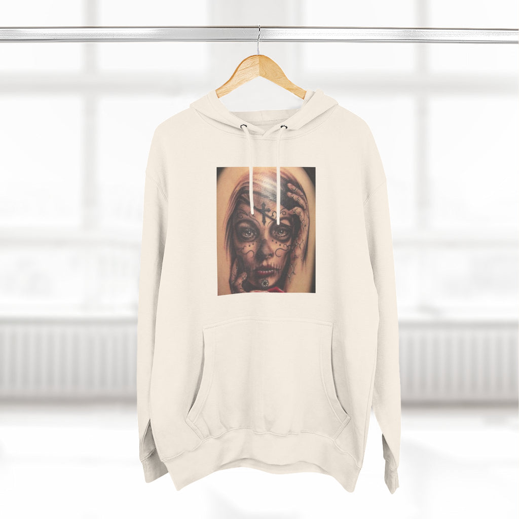 Girl Friends of the Dead Hoodie — Surreal Face Art Three-Panel Graphic Hoodie