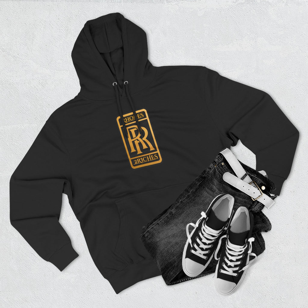 RHODES 2 RICHES Heritage RR Gold Emblem Hoodie — Luxury Vintage Logo Fleece