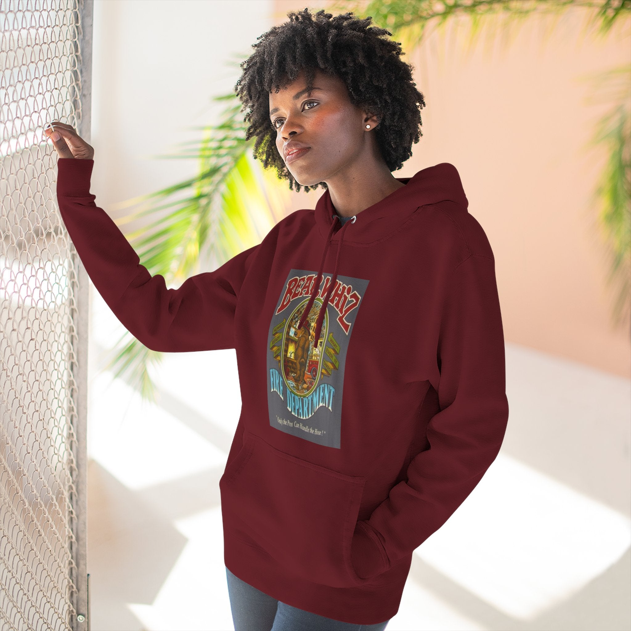 Bear Whiz Fire Department Hoodie — Vintage Bear Whiz Three-Panel Design