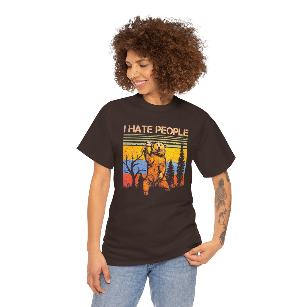 I Hate People Bear T‑Shirt — Retro Forest Graphic Tee
