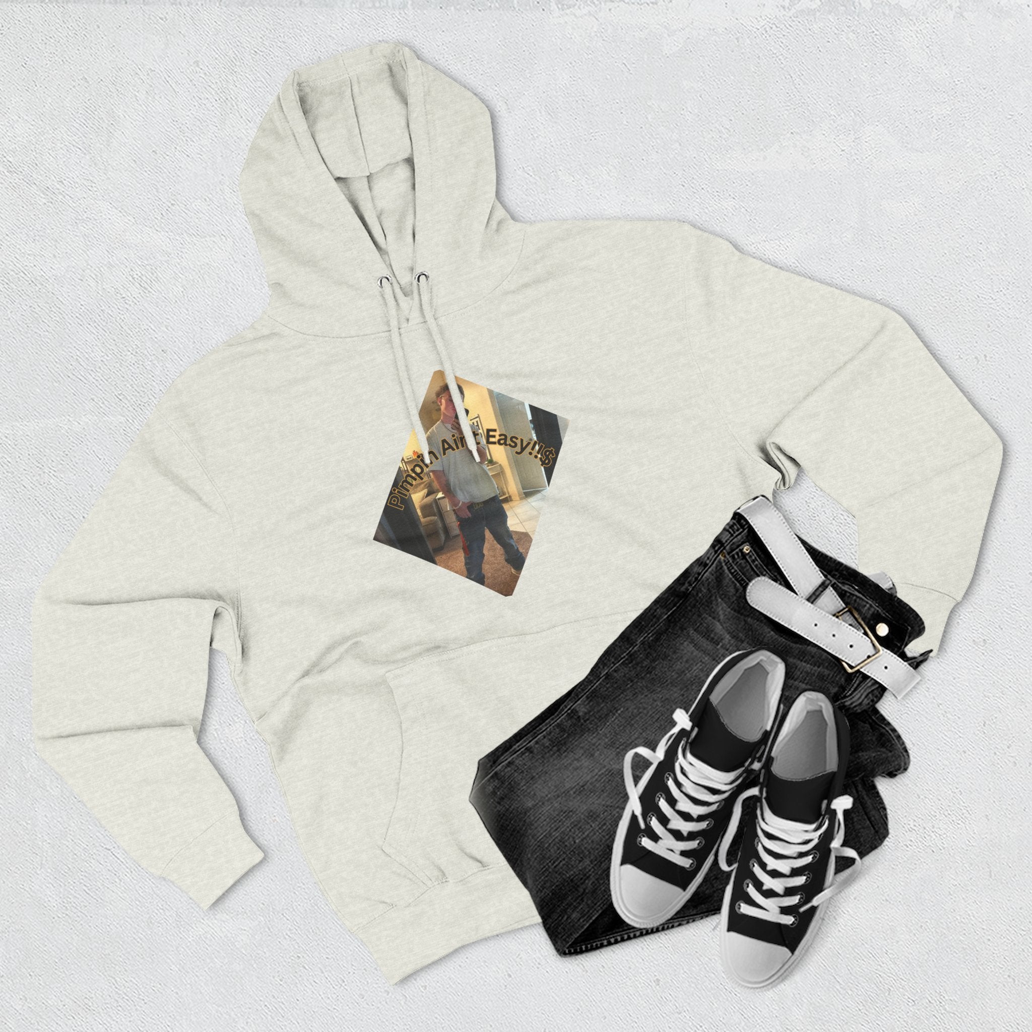 Pimpin Aint Easy (Ryder or Die Style)   Three-Panel Fleece Hoodie — Cozy Diamond Photo Graphic Pullover