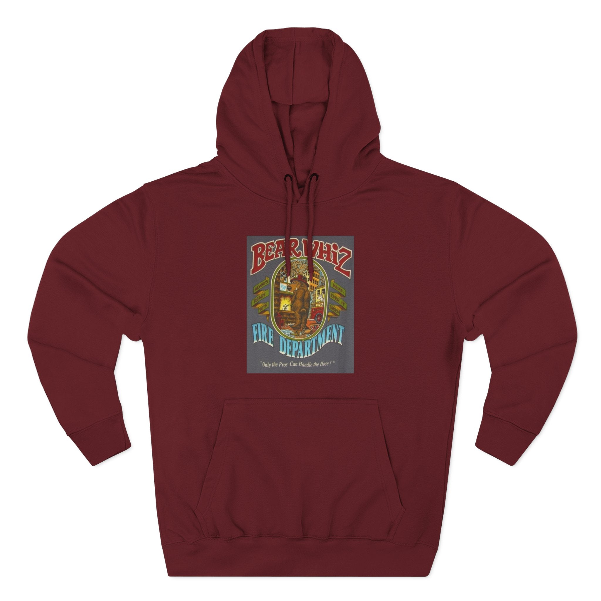 Bear Whiz Fire Department Hoodie — Vintage Bear Whiz Three-Panel Design