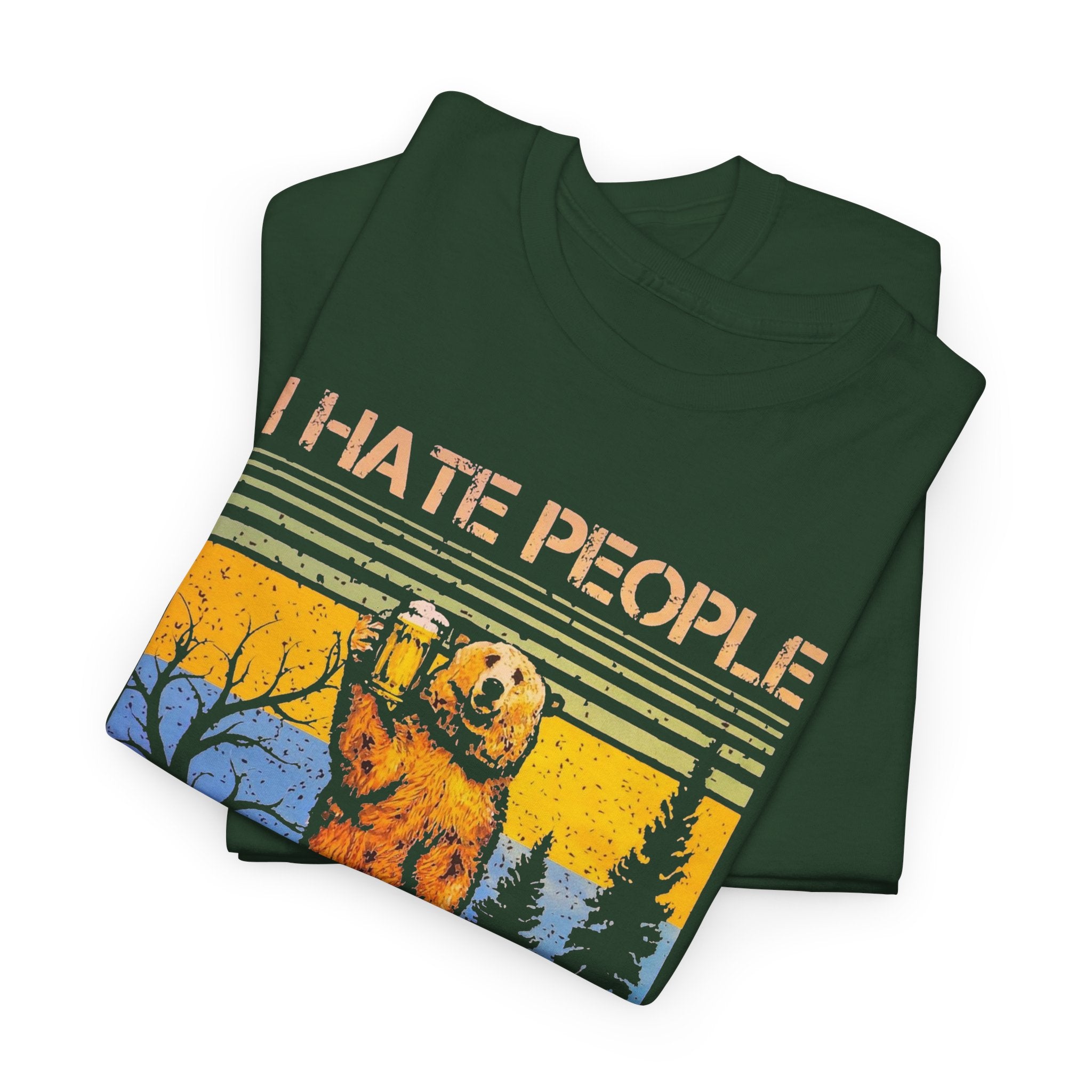 I Hate People Bear T‑Shirt — Retro Forest Graphic Tee
