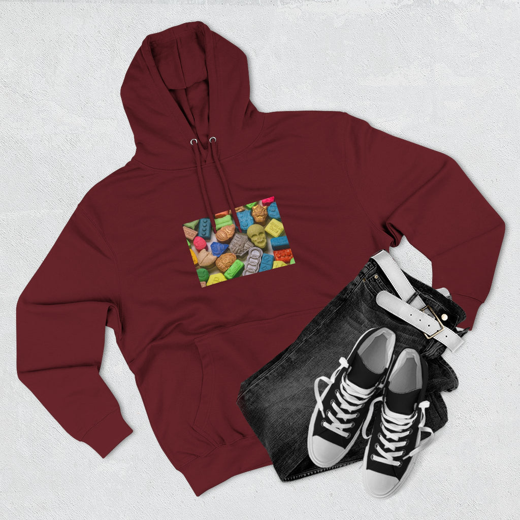 Candy Collage Hoodie — Colorful Retro Candy Graphic Pullover
