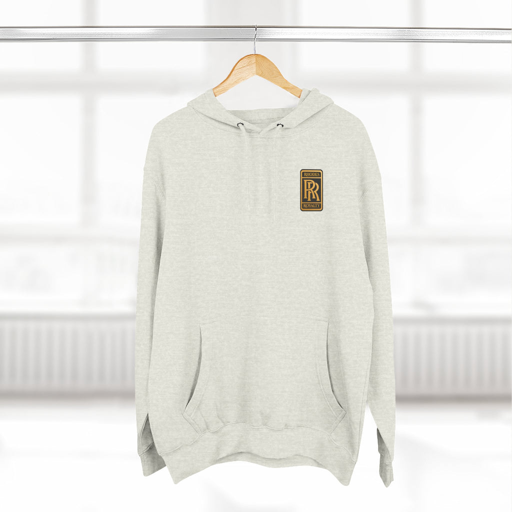 Rhodes Royalty RR Patch Hoodie — Three-Panel Fleece Hooded Sweatshirt