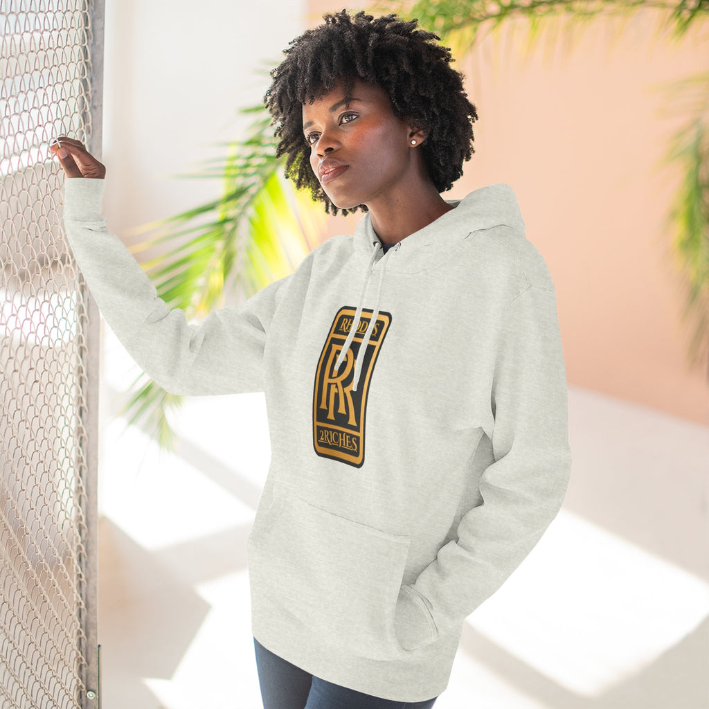 RHODES 2 RICHES Heritage RR Gold Emblem Hoodie — Luxury Vintage Logo Fleece