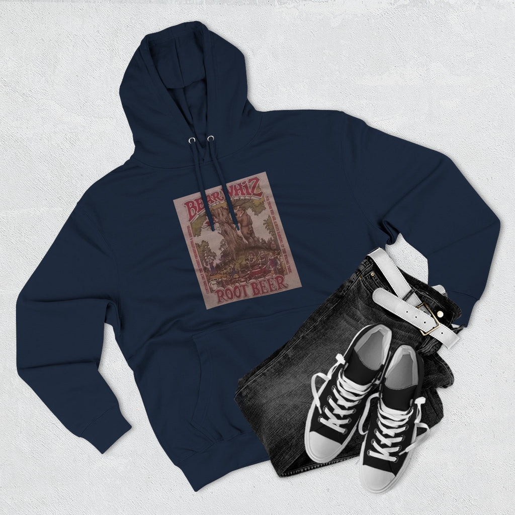 Bear Whiz Beer RootBeer  Vintage Label Hoodie — Retro Beverage Graphic Fleece Pullover