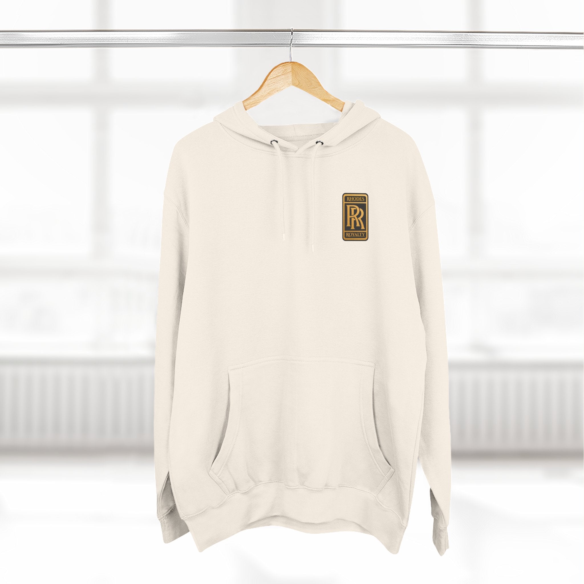 Rhodes Royalty RR Patch Hoodie — Three-Panel Fleece Hooded Sweatshirt