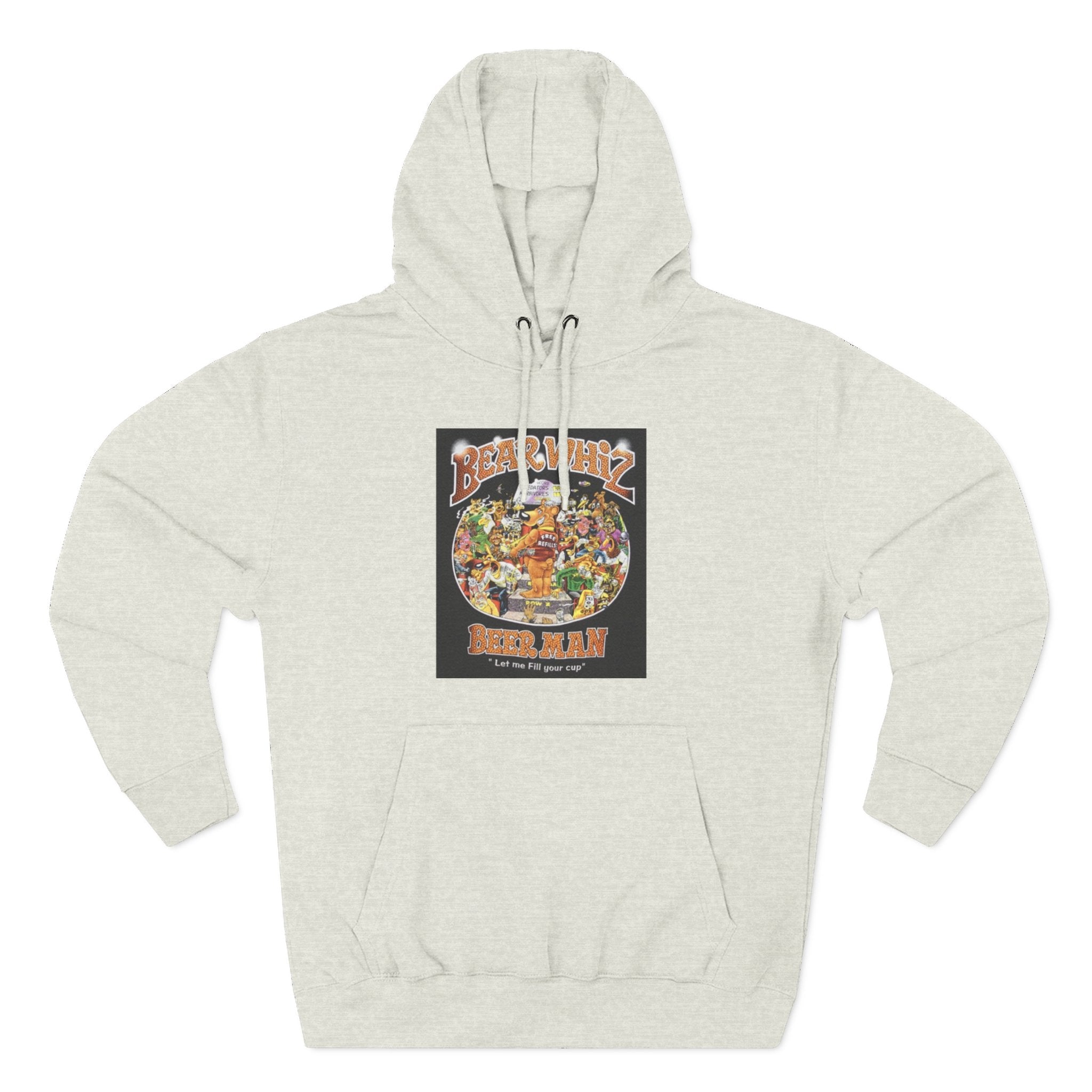 Bear Whiz Beer Fill-em Up Hoodie — Retro Collage Pullover