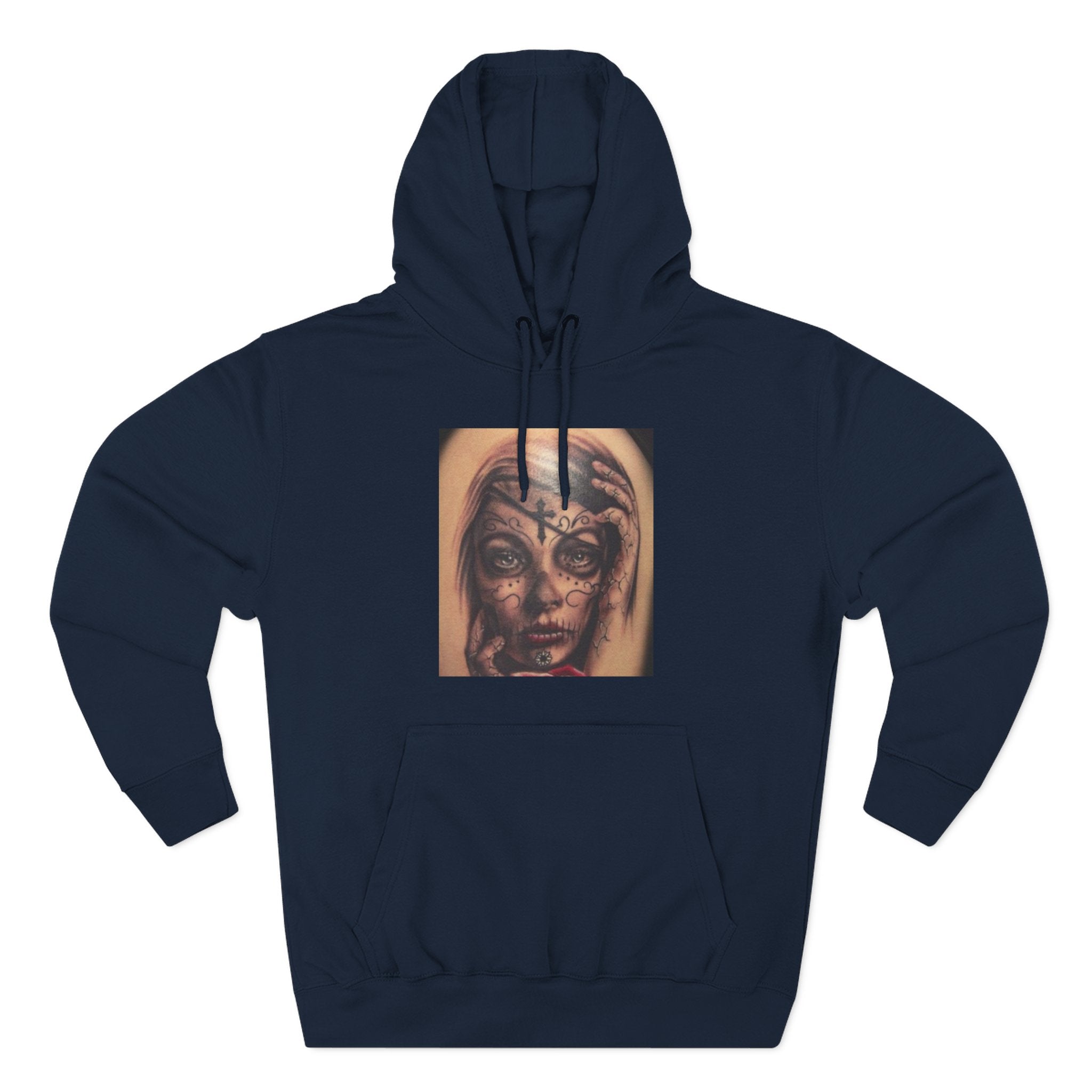 Girl Friends of the Dead Hoodie — Surreal Face Art Three-Panel Graphic Hoodie