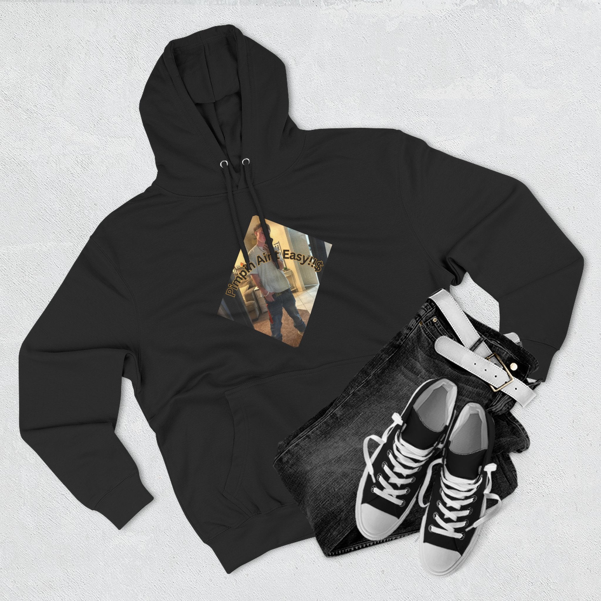 Pimpin Aint Easy (Ryder or Die Style)   Three-Panel Fleece Hoodie — Cozy Diamond Photo Graphic Pullover