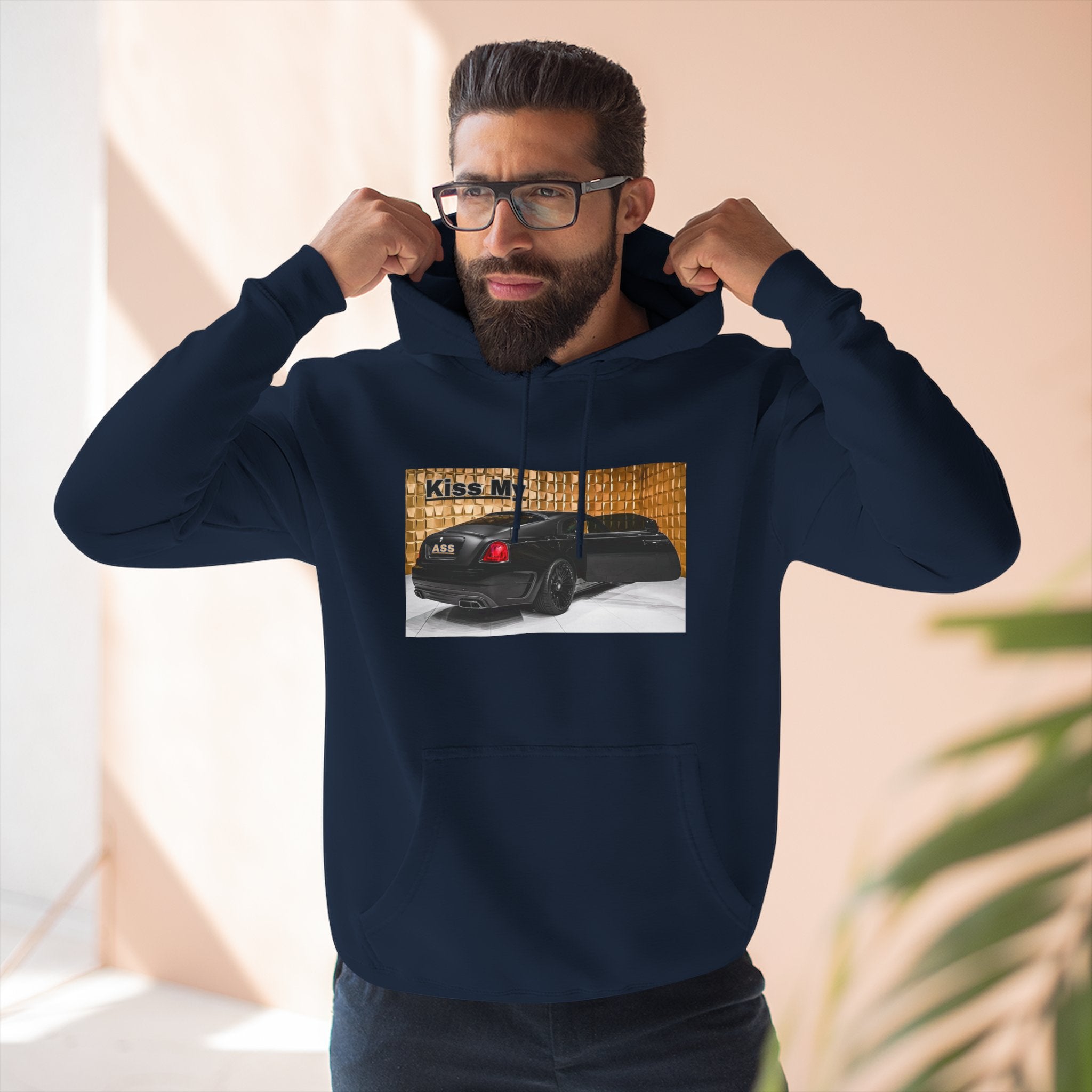 Kiss My  License plate Hoodie — Graphic Black Car Music Lover Pullover