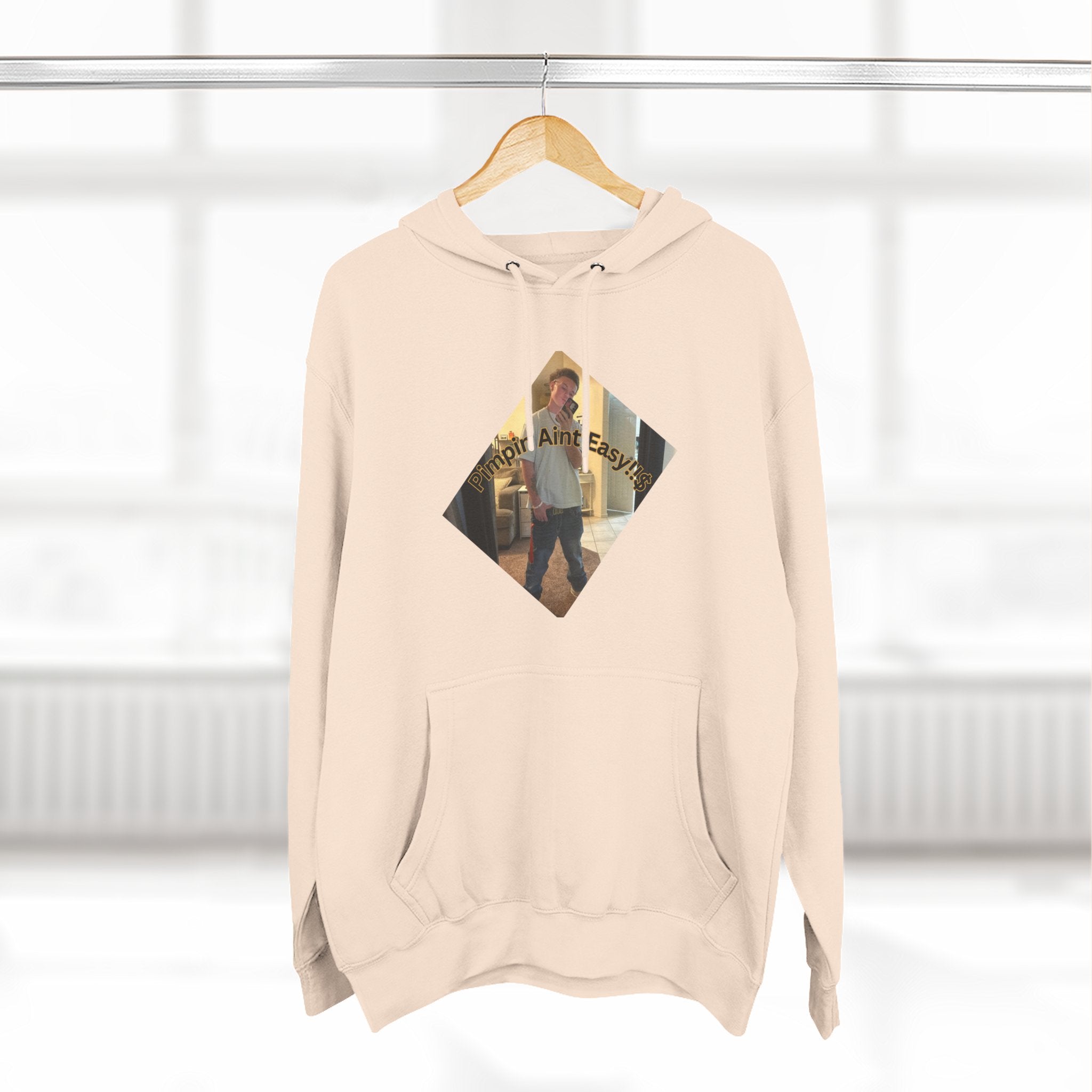 Pimpin Aint Easy (Ryder or Die Style)   Three-Panel Fleece Hoodie — Cozy Diamond Photo Graphic Pullover