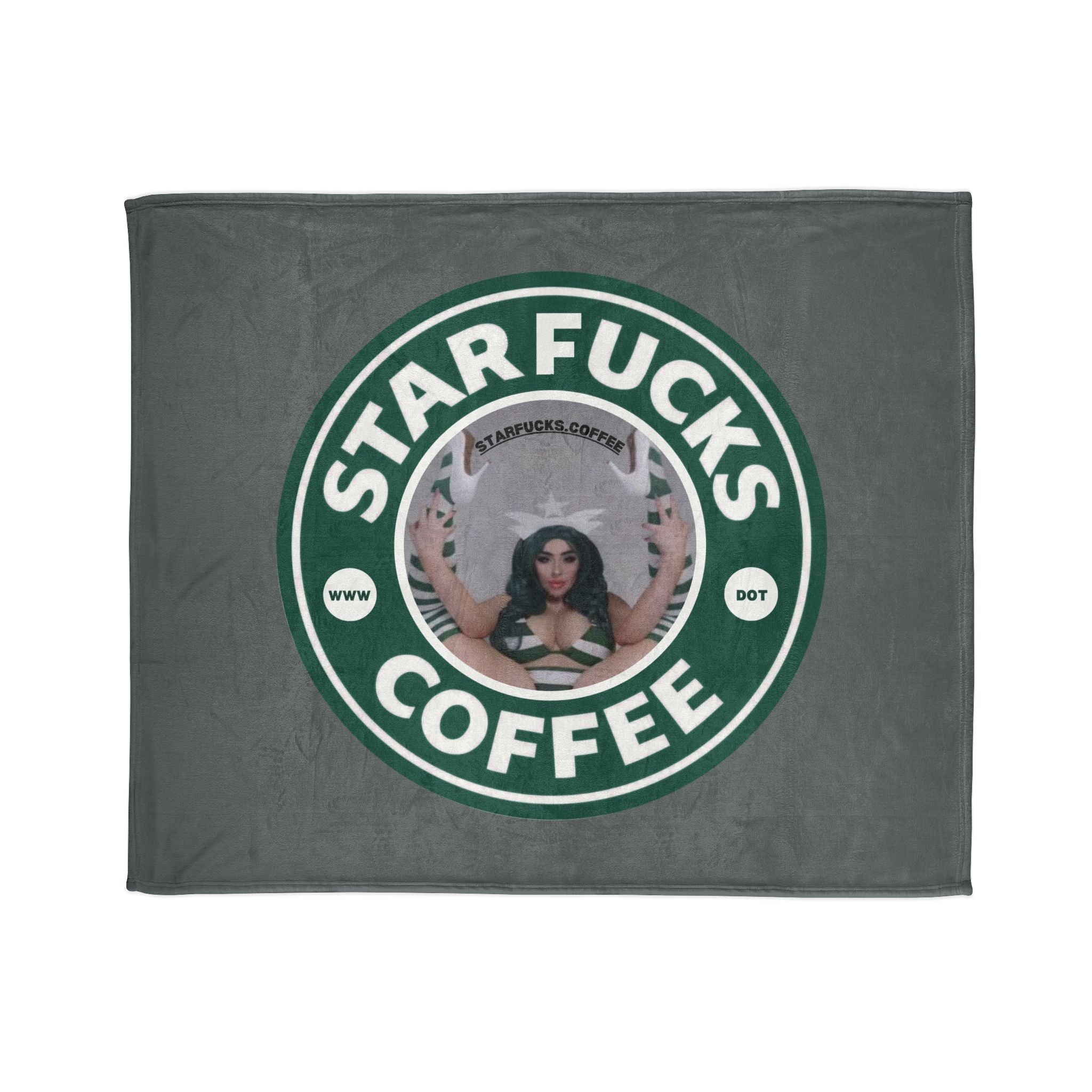 StarFucks.Coffee Plush Throw-Graphic Coffee Logo Blanket