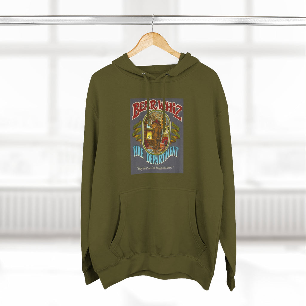 Bear Whiz Fire Department Hoodie — Vintage Bear Whiz Three-Panel Design