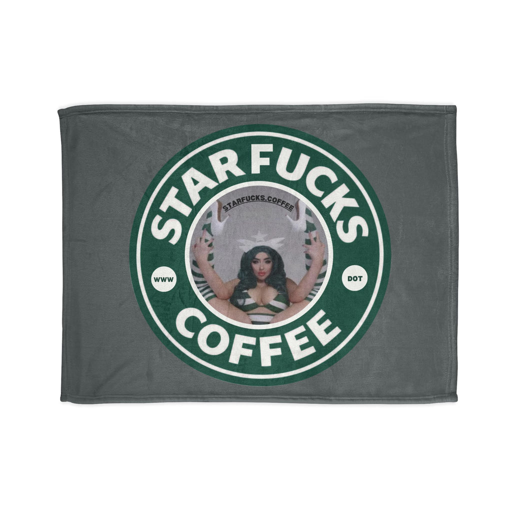 StarFucks.Coffee Plush Throw-Graphic Coffee Logo Blanket