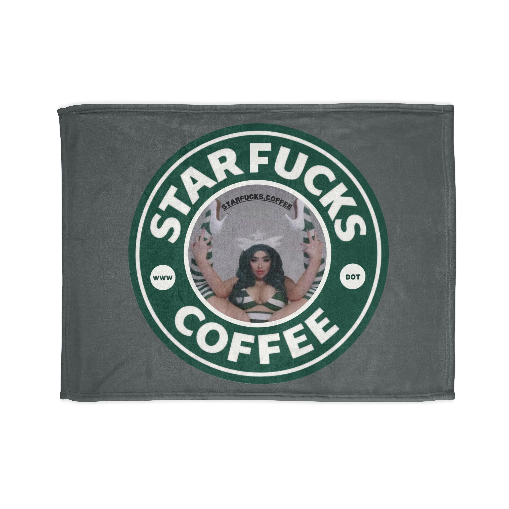 StarFucks.Coffee Plush Throw-Graphic Coffee Logo Blanket