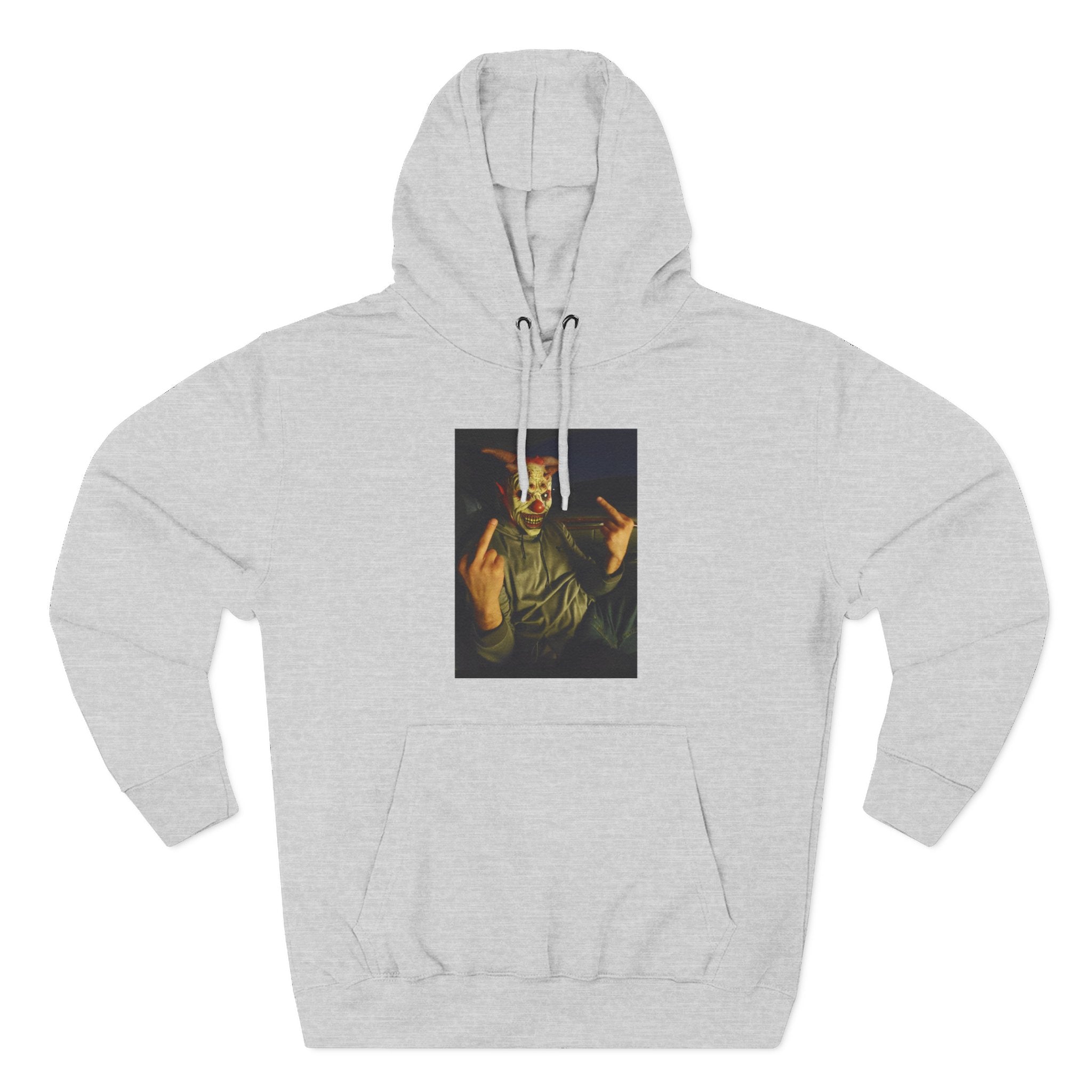 Scare Me Graphic Hoodie — Dark Art Portrait with Hand Gesture Print