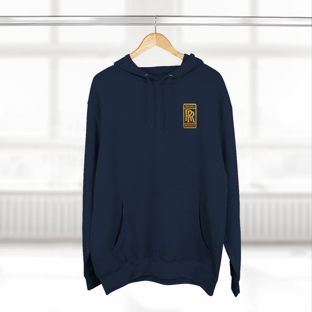 Rhodes Royalty RR Patch Hoodie — Three-Panel Fleece Hooded Sweatshirt