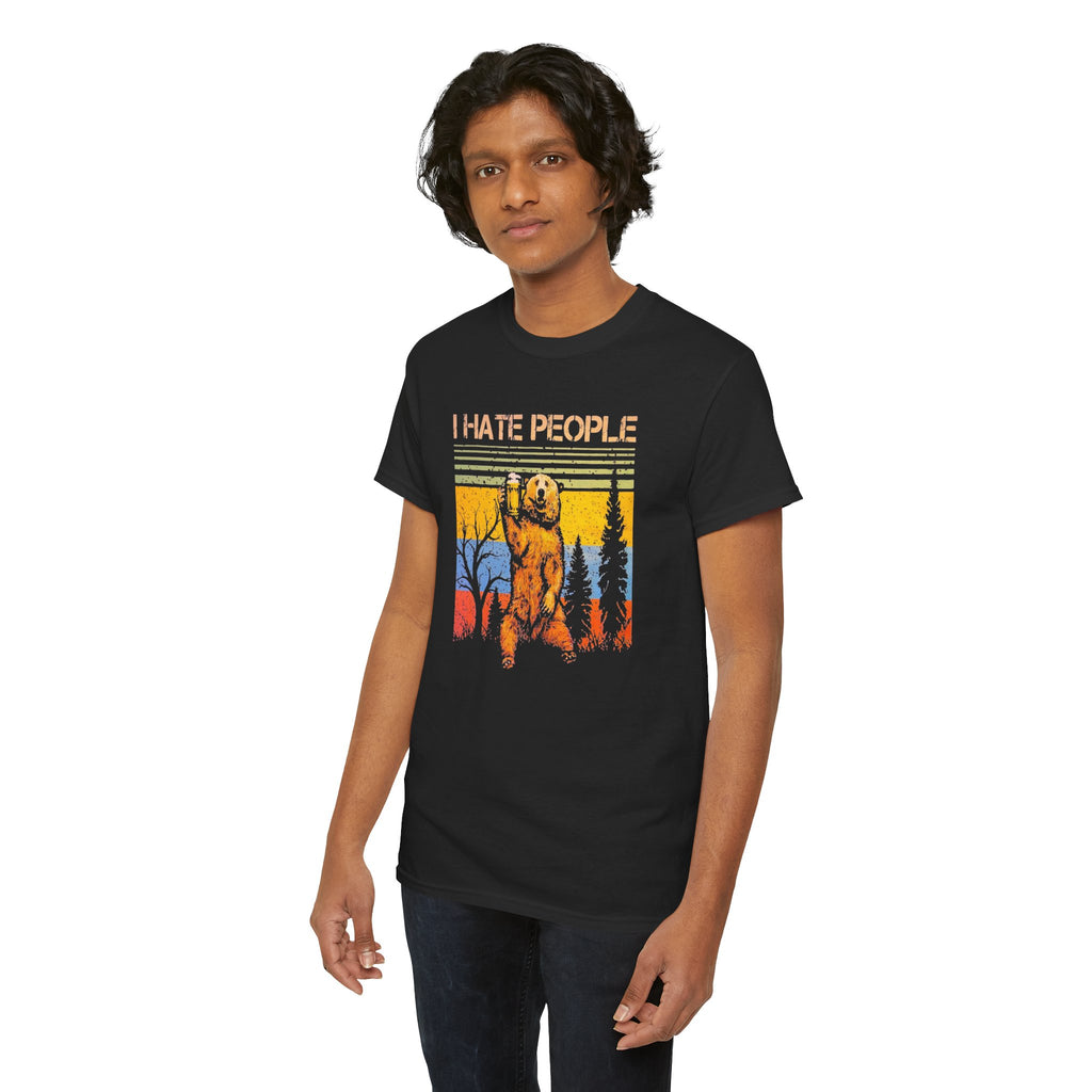 I Hate People Bear T‑Shirt — Retro Forest Graphic Tee