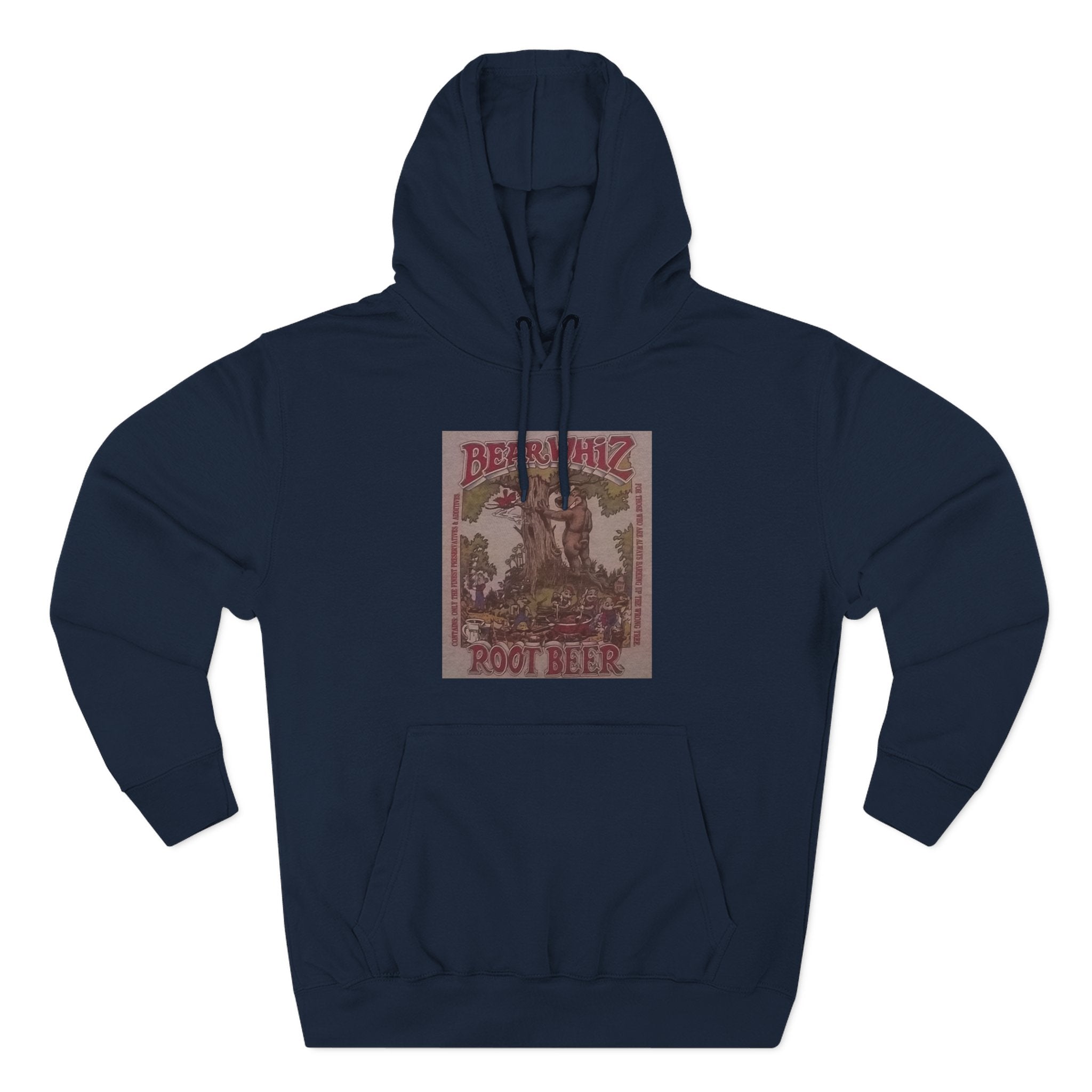 Bear Whiz Beer RootBeer  Vintage Label Hoodie — Retro Beverage Graphic Fleece Pullover