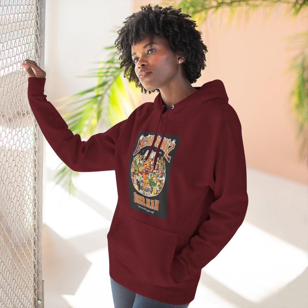 Bear Whiz Beer Fill-em Up Hoodie — Retro Collage Pullover