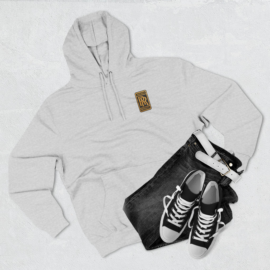 Rhodes Royalty RR Patch Hoodie — Three-Panel Fleece Hooded Sweatshirt