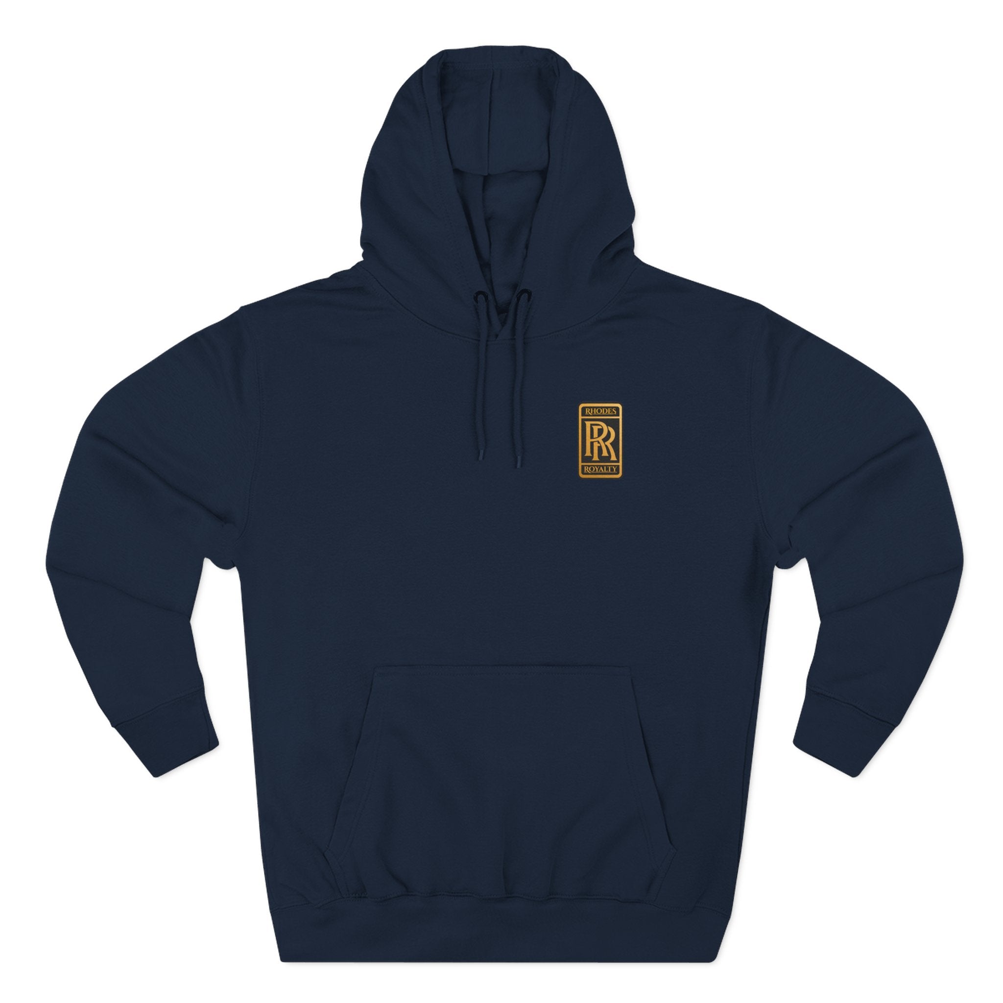 Rhodes Royalty RR Patch Hoodie — Three-Panel Fleece Hooded Sweatshirt