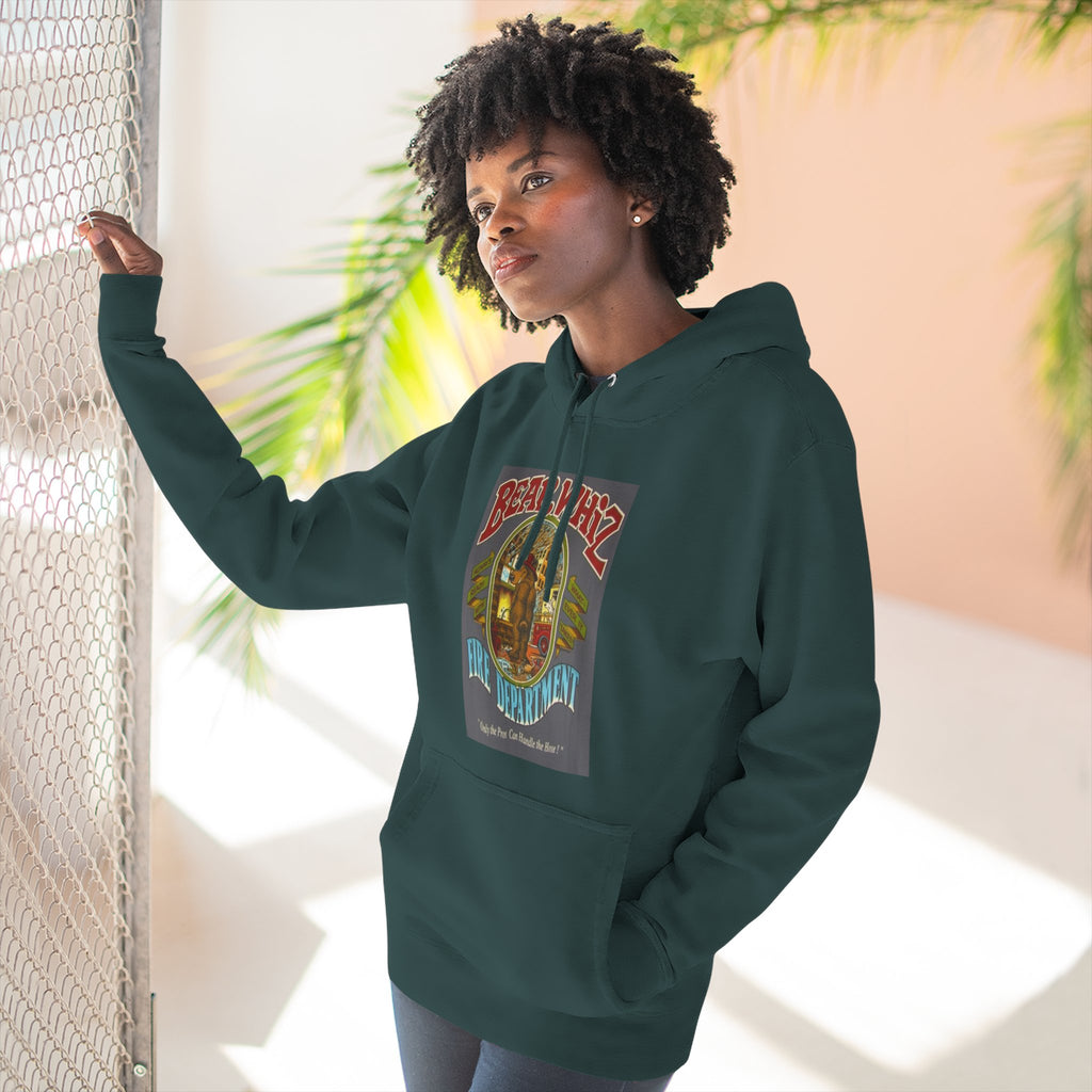 Bear Whiz Fire Department Hoodie — Vintage Bear Whiz Three-Panel Design