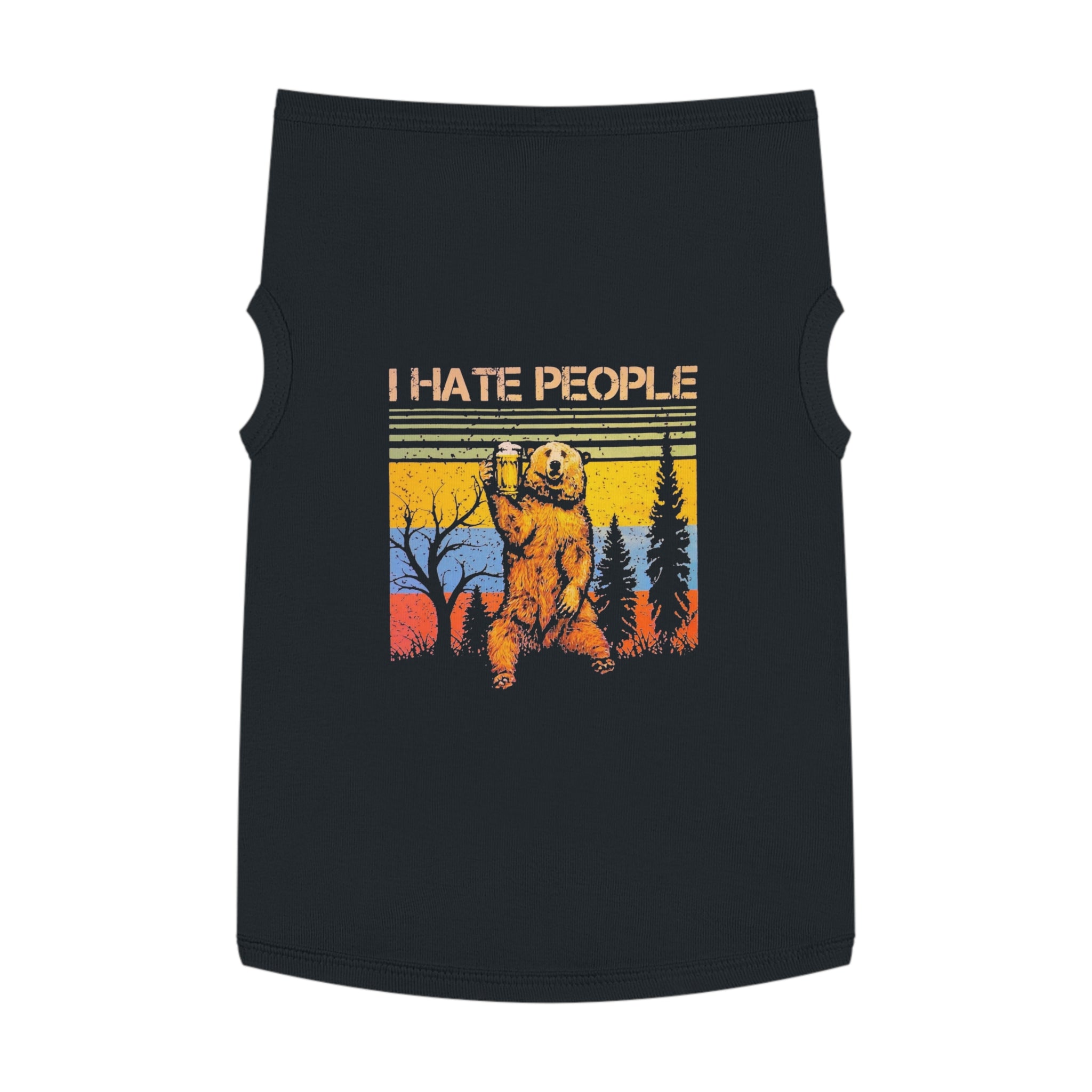 I Hate People Bear Pet Tank Top - Funny Retro Forest Dog Shirt
