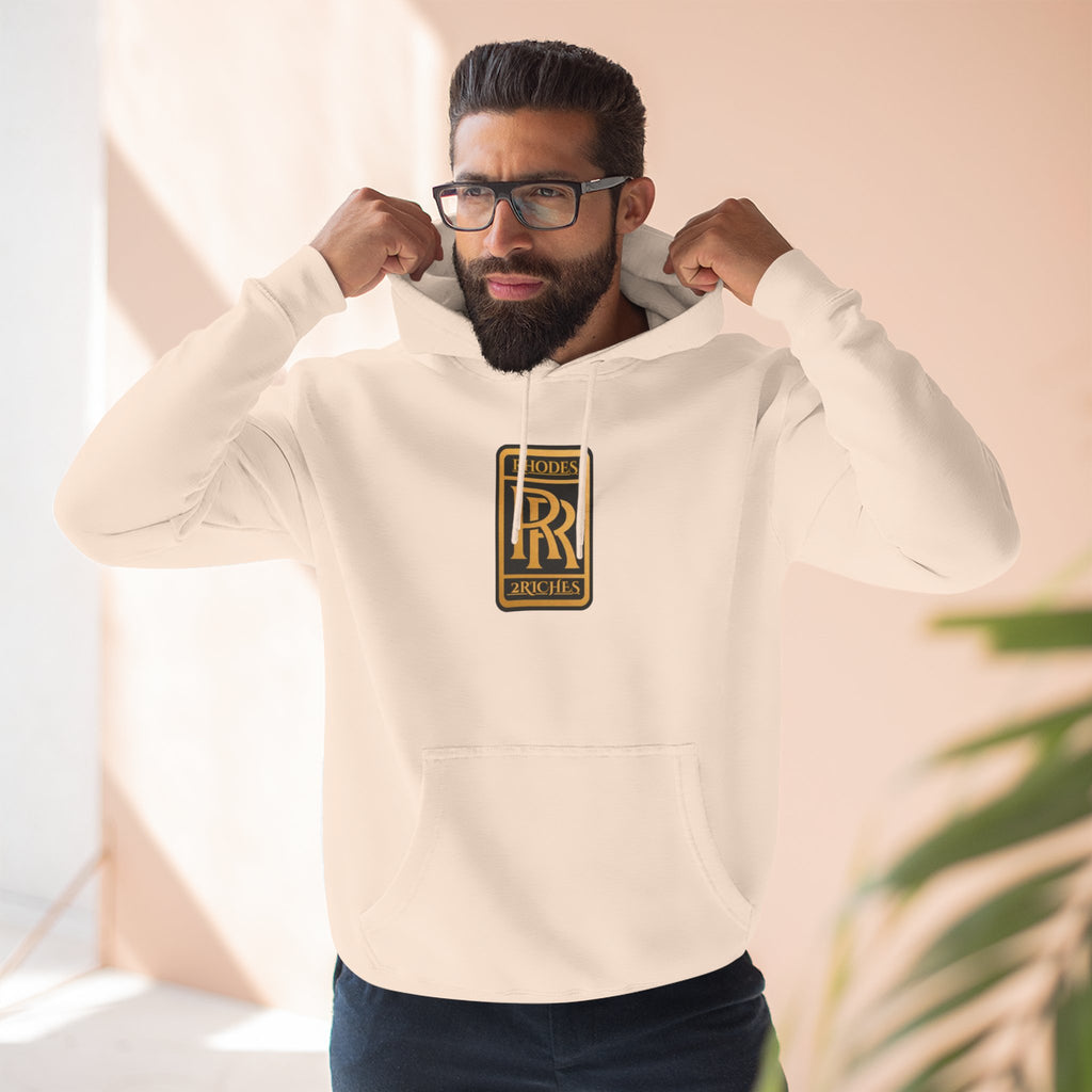 RHODES 2 RICHES  Luxury Monogram Hoodie — Gold RR Crest Fleece Pullover