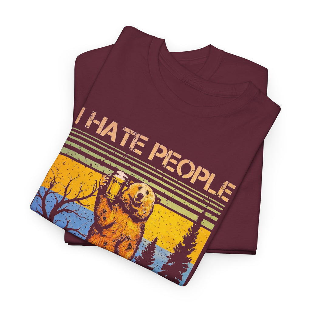 I Hate People Bear T‑Shirt — Retro Forest Graphic Tee