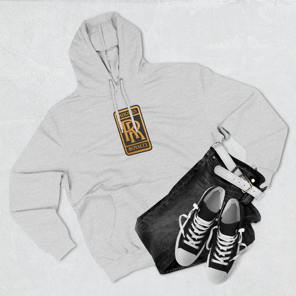 Rhodes Royalty Logo Hoodie — Gold Emblem Fleece Pullover