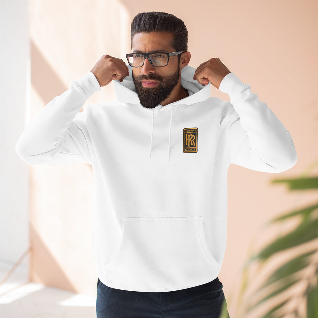 Rhodes Royalty RR Patch Hoodie — Three-Panel Fleece Hooded Sweatshirt