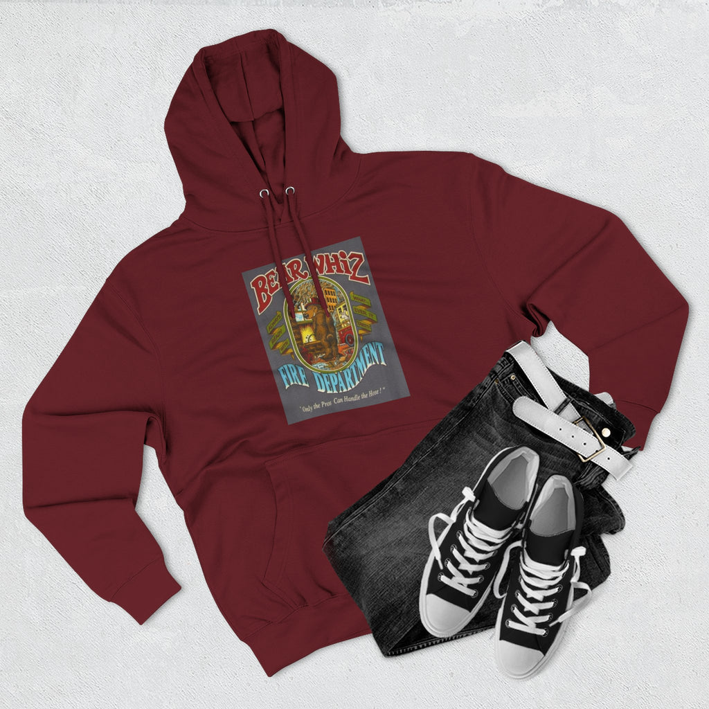 Bear Whiz Fire Department Hoodie — Vintage Bear Whiz Three-Panel Design