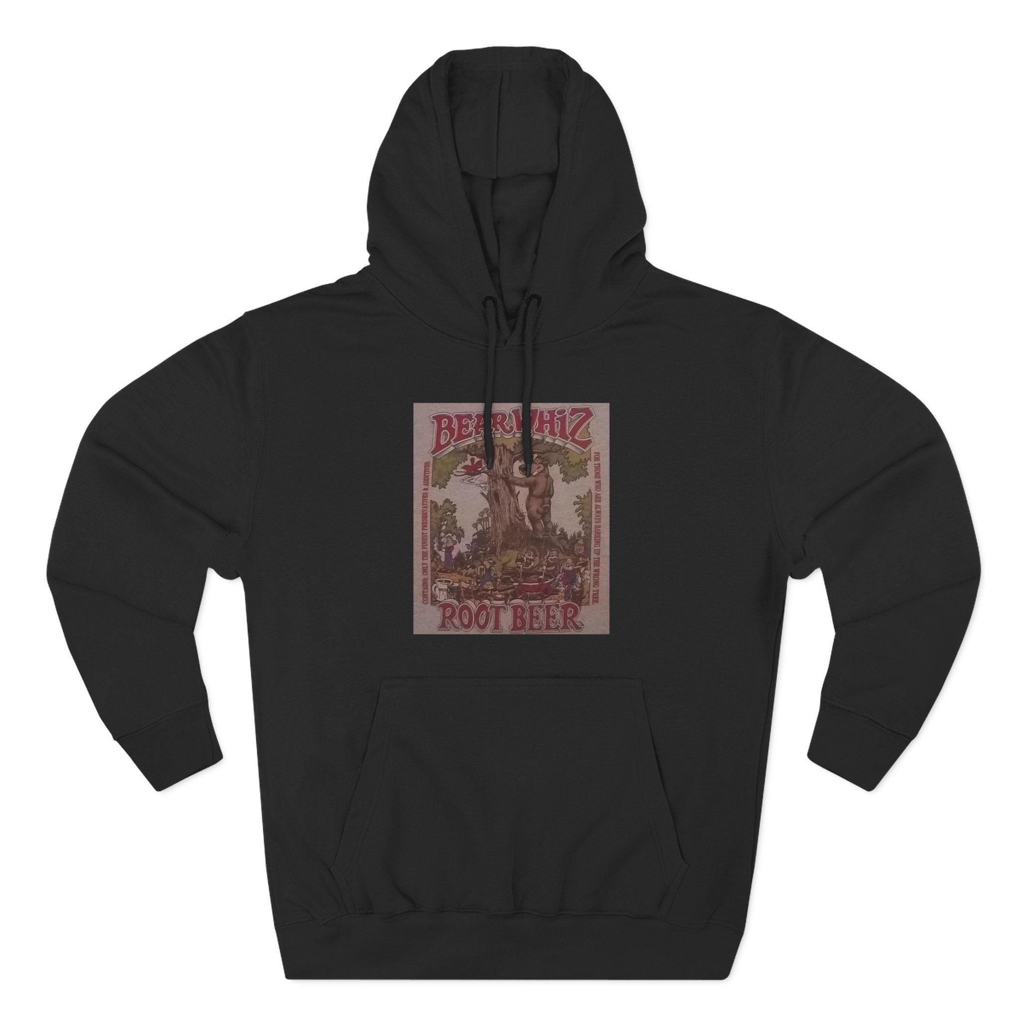 Bear Whiz Beer RootBeer  Vintage Label Hoodie — Retro Beverage Graphic Fleece Pullover