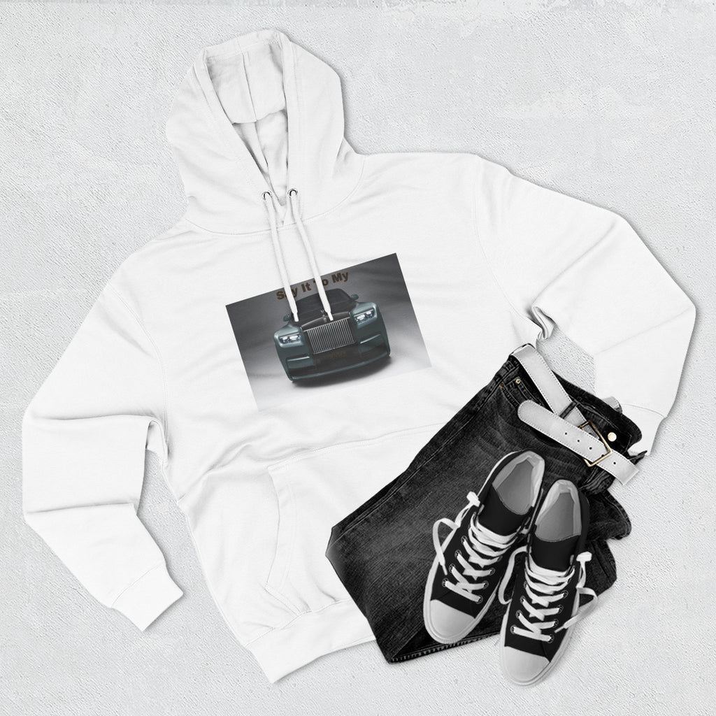 Say It To My Face RR-Style Three-Panel Fleece Sweatshirt- Luxury Car Front Graphic Hoodie —
