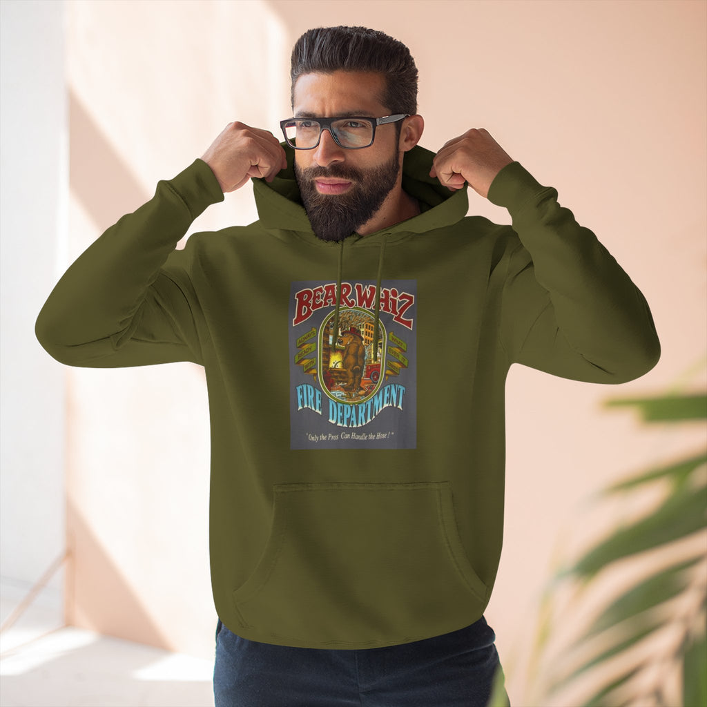 Bear Whiz Fire Department Hoodie — Vintage Bear Whiz Three-Panel Design