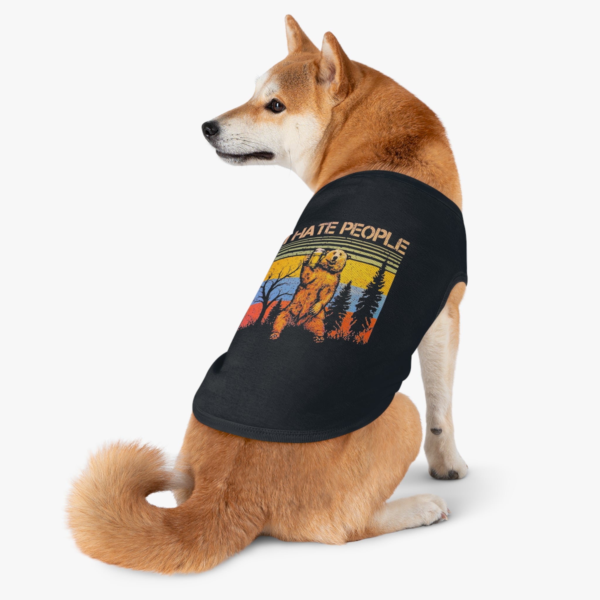 I Hate People Bear Pet Tank Top - Funny Retro Forest Dog Shirt