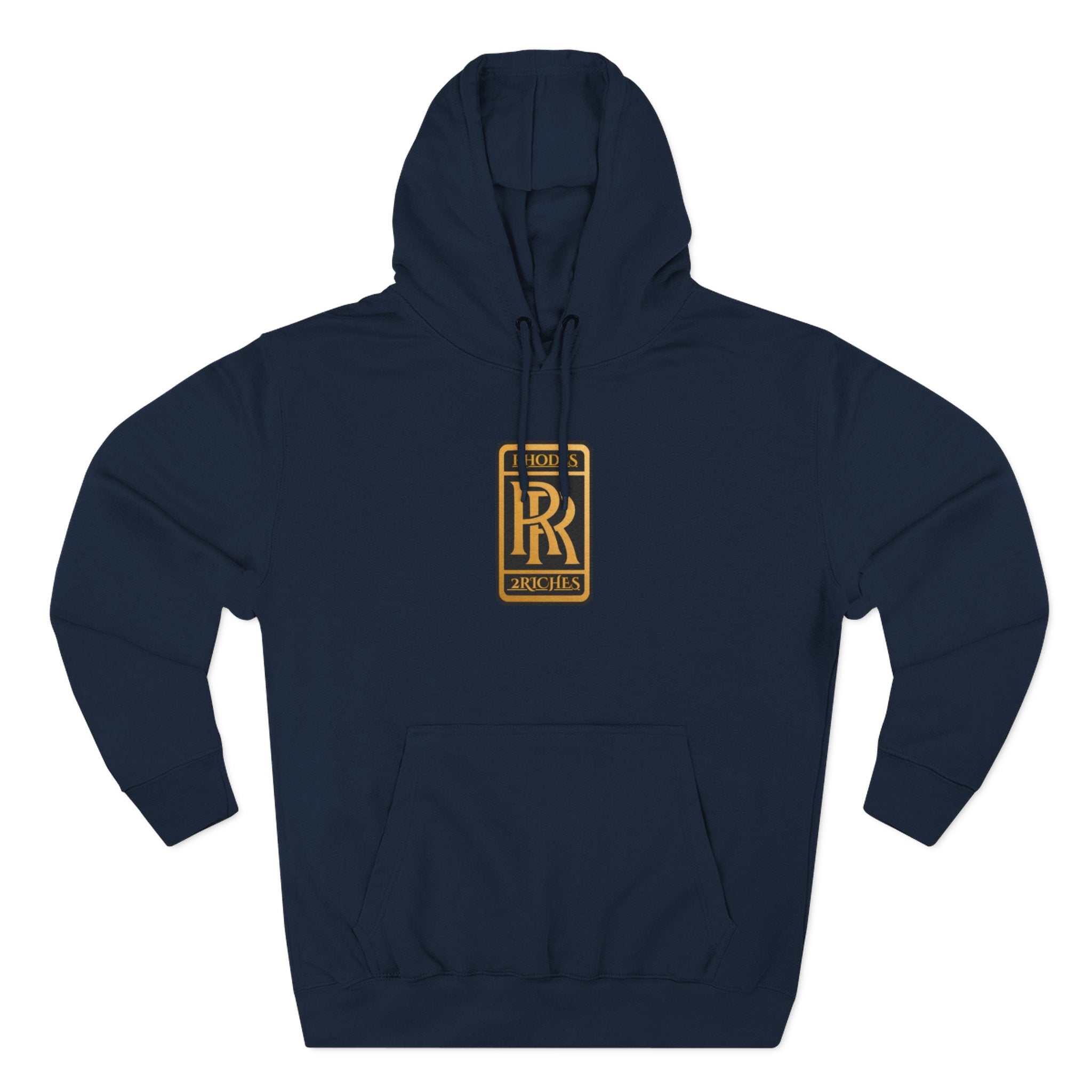RHODES 2 RICHES  Luxury Monogram Hoodie — Gold RR Crest Fleece Pullover