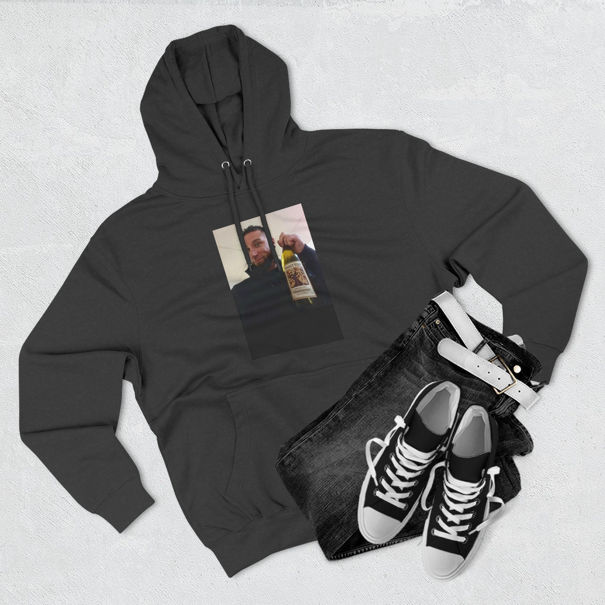 Shaun Says!      Three-Panel Fleece Hoodie – Vintage Photo Collage Printed Hoodie