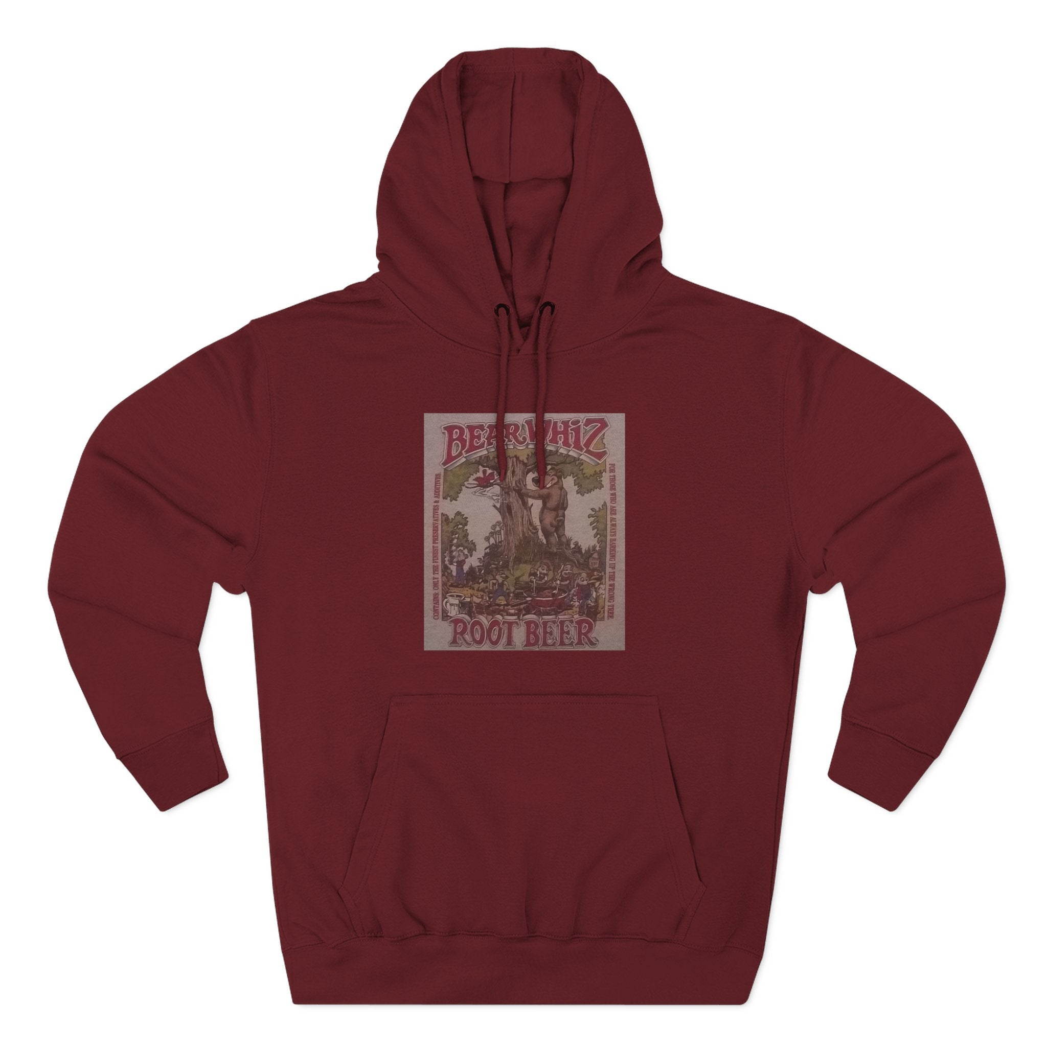 Bear Whiz Beer RootBeer  Vintage Label Hoodie — Retro Beverage Graphic Fleece Pullover