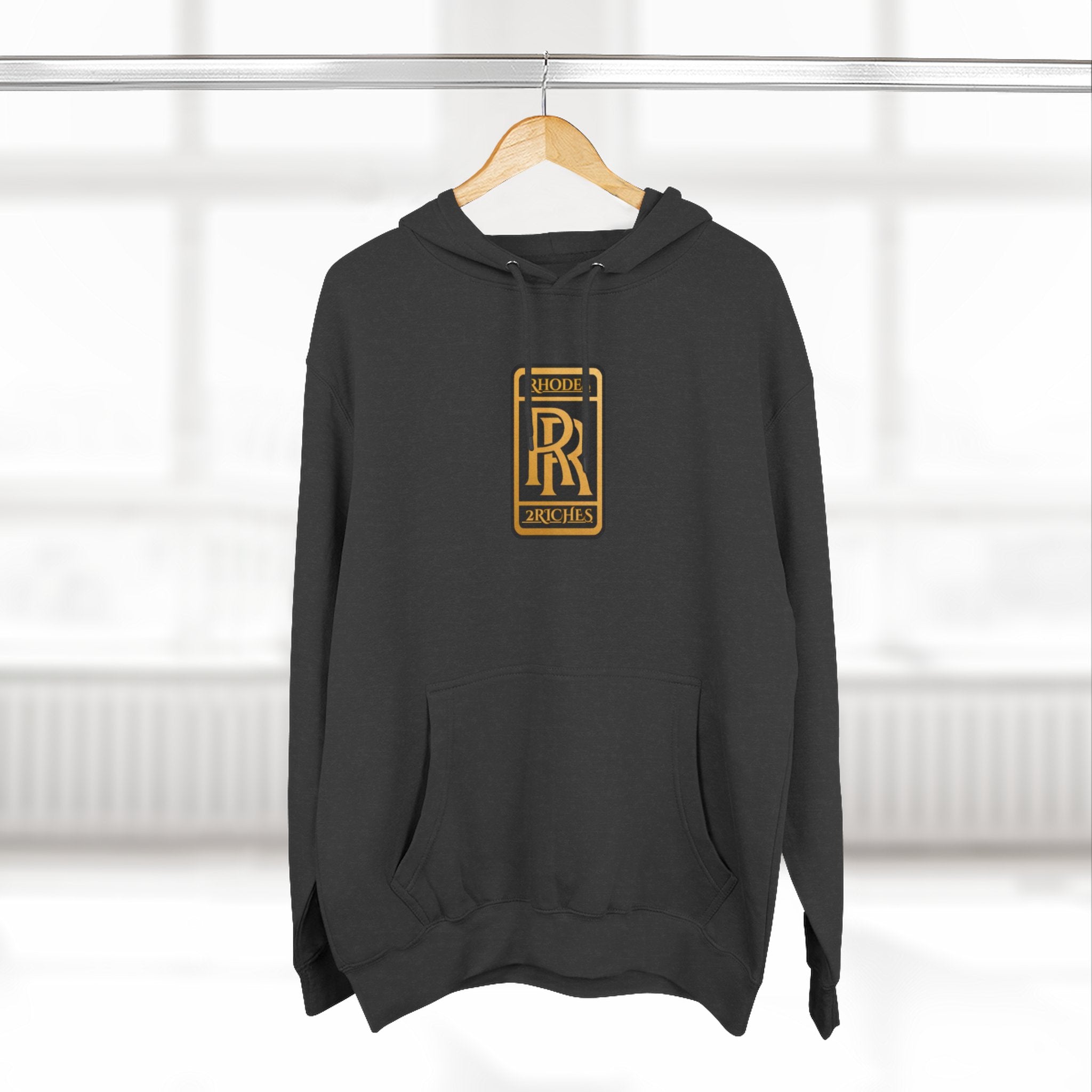 RHODES 2 RICHES  Luxury Monogram Hoodie — Gold RR Crest Fleece Pullover