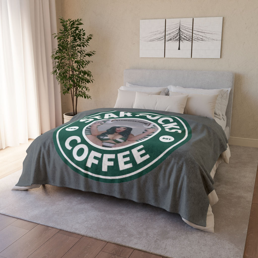 StarFucks.Coffee Plush Throw-Graphic Coffee Logo Blanket